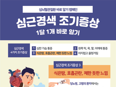 [인포그래픽] 심근경색 조기증상 3 - 식은땀, 호흡곤란, 체한 듯한 느낌