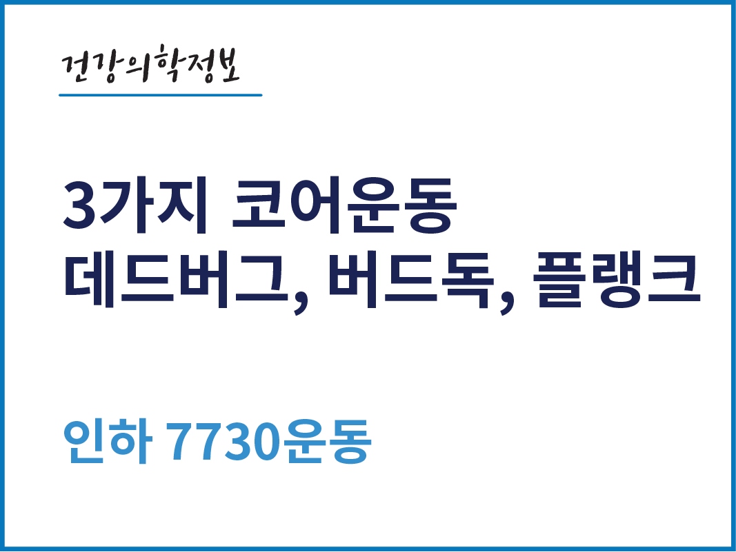 [건강의학정보] 3가지 코어운동 - 데드버그, 버드독, 플랭크