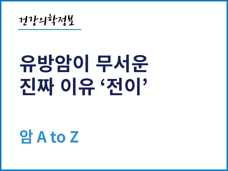 [건강의학정보] 유방암이 진짜 무서운 이유 '전이'