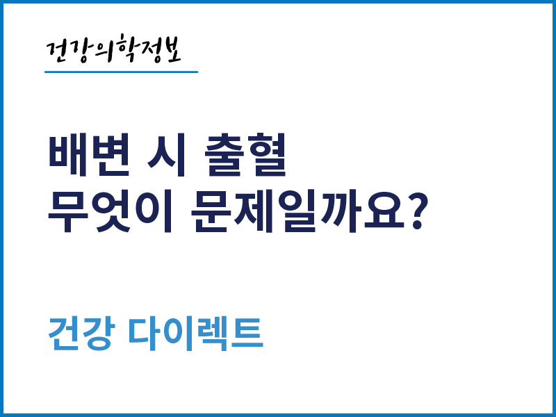 [건강의학정보] 배변 시 출혈, 무엇이 문제일까요?